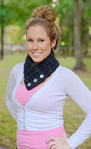 Adult Charcoal Gray Button Scarf