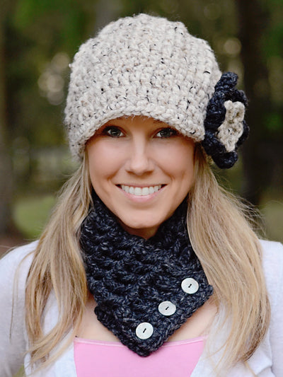 Adult Charcoal Gray Button Scarf by Two Seaside Babes