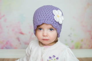 Grape flapper beanie hat | 40 flower colors available