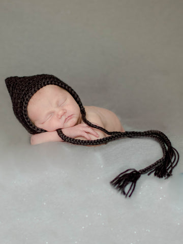 Black Pixie Elf Baby Hat by Two Seaside Babes