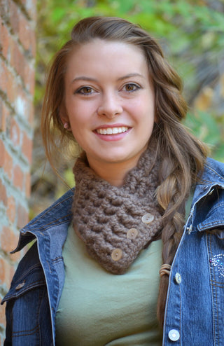 Adult Taupe Button Scarf 