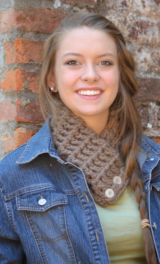 Adult Taupe Button Scarf 