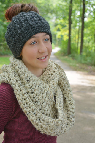 Oatmeal infinity cowl winter scarf