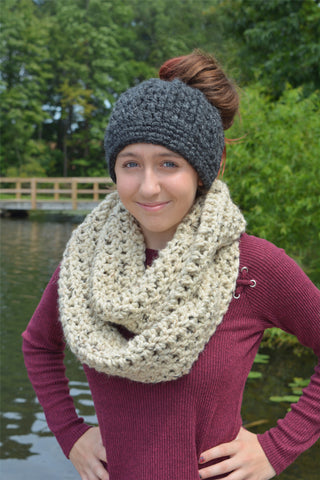 Oatmeal infinity cowl winter scarf