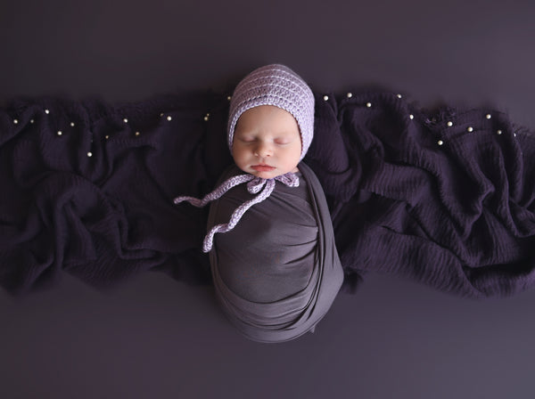 Lavender newborn baby bonnet