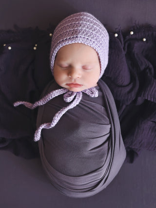 Lavender newborn baby bonnet