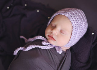 Lavender newborn baby bonnet