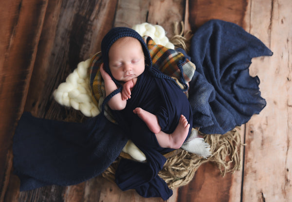 Navy blue newborn baby bonnet