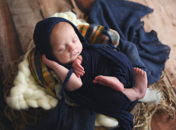 Navy blue newborn baby bonnet