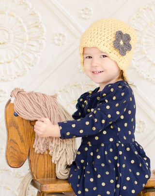 Country yellow flapper beanie hat | 40 flower colors available