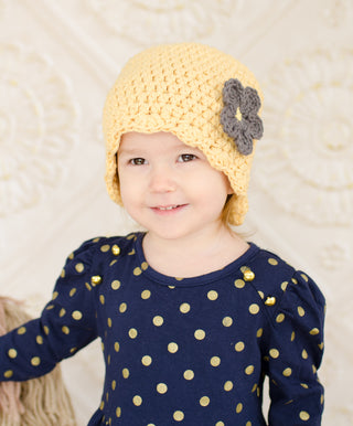 Country yellow flapper beanie hat | 40 flower colors available