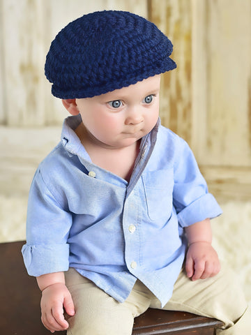 9 to 12 Month Navy Blue | Irish wool Donegal newsboy hat, flat cap, golf hat | newborn, baby, toddler, boy, & men's sizes by Two Seaside Babes