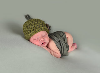 Olive green button beanie baby hat