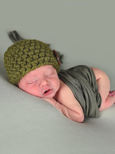 Olive green button beanie baby hat by Two Seaside Babes