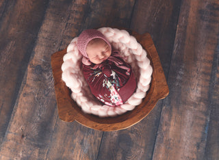 Rose pink newborn baby bonnet - Two Seaside Babes