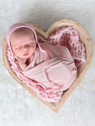 Light pink newborn baby bonnet