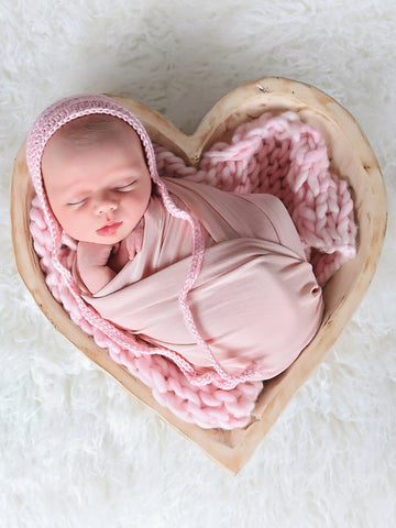 Pale pink newborn baby bonnet