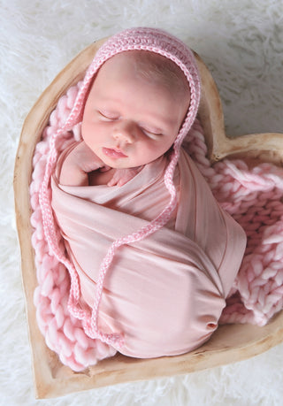 Light pink newborn baby bonnet