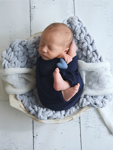 Pale blue newborn photo prop chunky bump layer by Two Seaside Babes
