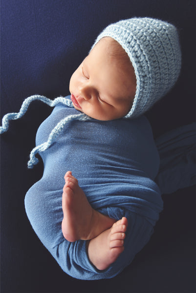 Light blue newborn baby bonnet