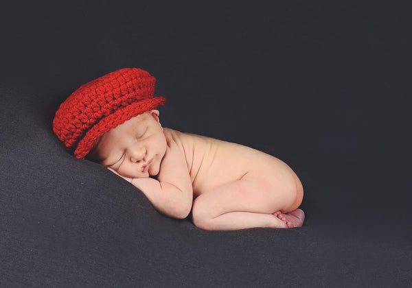 Newborn Red | Irish wool Donegal newsboy hat, flat cap, golf hat | newborn, baby, toddler, boy, & men's sizes