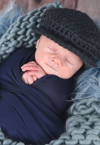 Graphite gray Irish wool newsboy hat