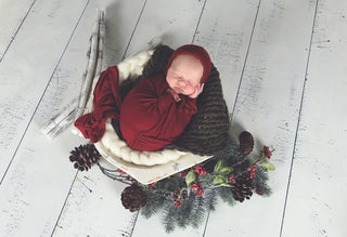 Red wine baby bonnet, hospital hat, shower gift, newborn photo prop