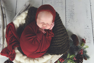 Red wine baby bonnet, hospital hat, shower gift, newborn photo prop