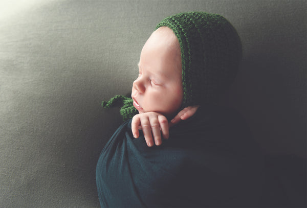 Sage green baby bonnet, hospital hat, shower gift, newborn photo prop