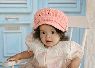 9 to 12 Month Peach Buckle Newsboy Cap