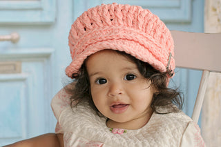 9 to 12 Month Peach Buckle Newsboy Cap