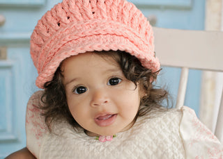 9 to 12 Month Peach Buckle Newsboy Cap