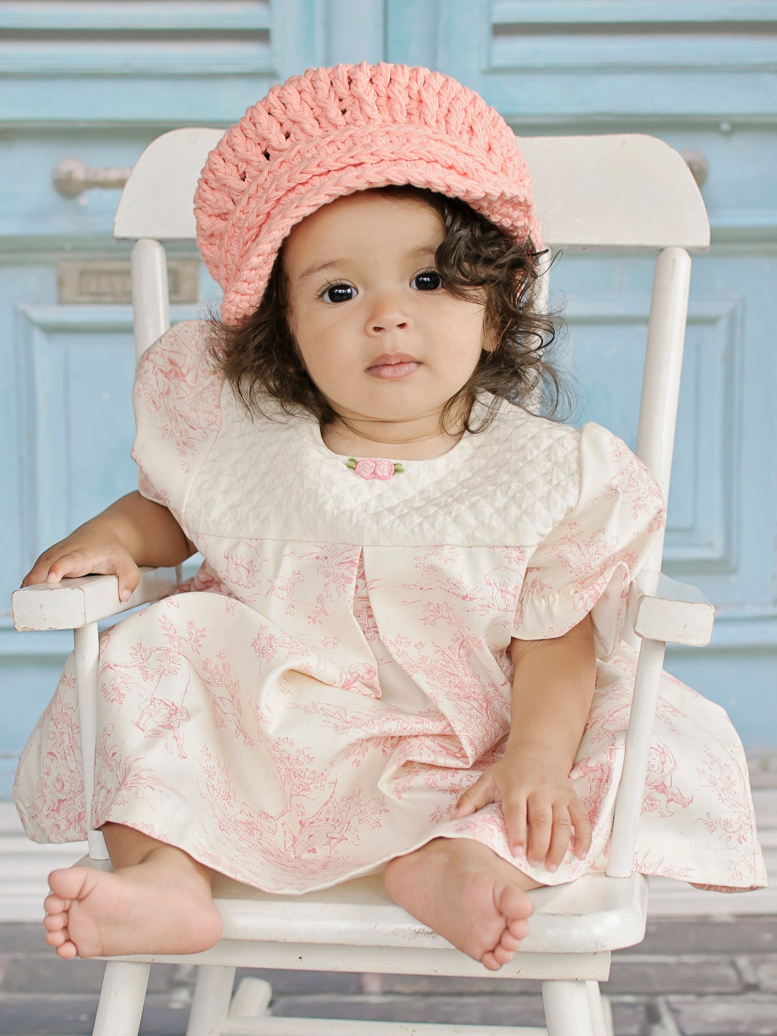 9 to 12 Month Peach Buckle Newsboy Cap by Two Seaside Babes