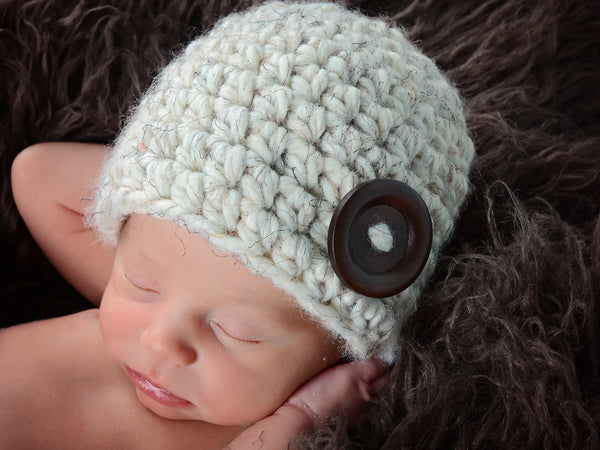Wheat button beanie baby hat