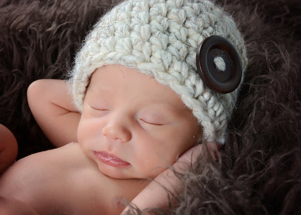 Wheat button beanie baby hat