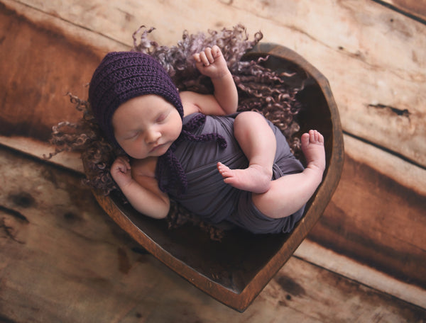 Dark purple newborn baby bonnet
