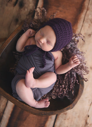 Dark purple newborn baby bonnet