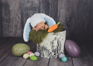 White Easter bunny baby hat ~ 6 ear colors available