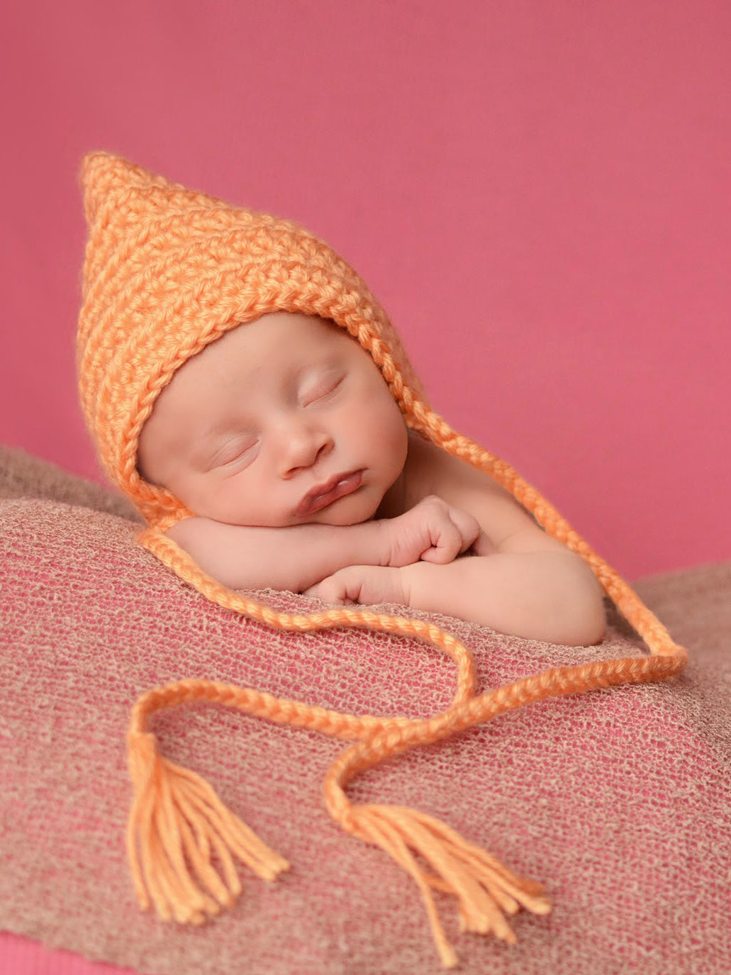 Tangerine pixie elf hat by Two Seaside Babes