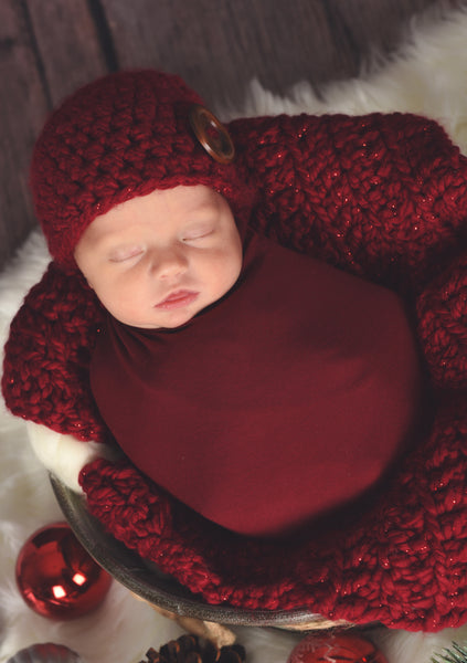 Cranberry Sparkle newborn baby layering bump blanket