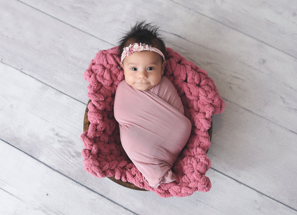 Rose pink newborn photo prop chunky bump layer