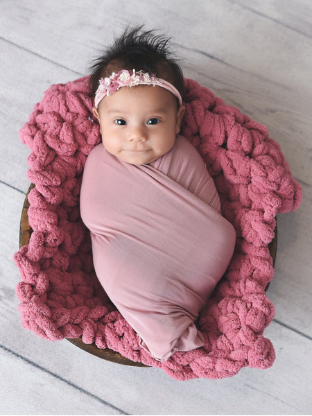 Rose pink newborn photo prop chunky bump layer by Two Seaside Babes