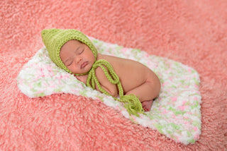 17" x 17" Pink, Mint Green, & White | soft crochet baby blanket, wrap | for newborns, babies, toddlers | lovey, crib sizes