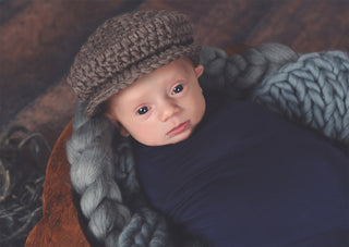 Taupe | Irish wool Donegal newsboy hat, flat cap, golf hat | newborn, baby, toddler, boy, & men's sizes