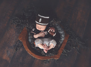 Brown & white football beanie