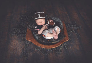 Brown & white football beanie