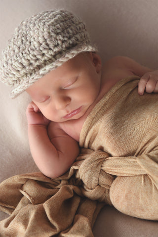 Tan & cream Irish wool newsboy hat - Two Seaside Babes