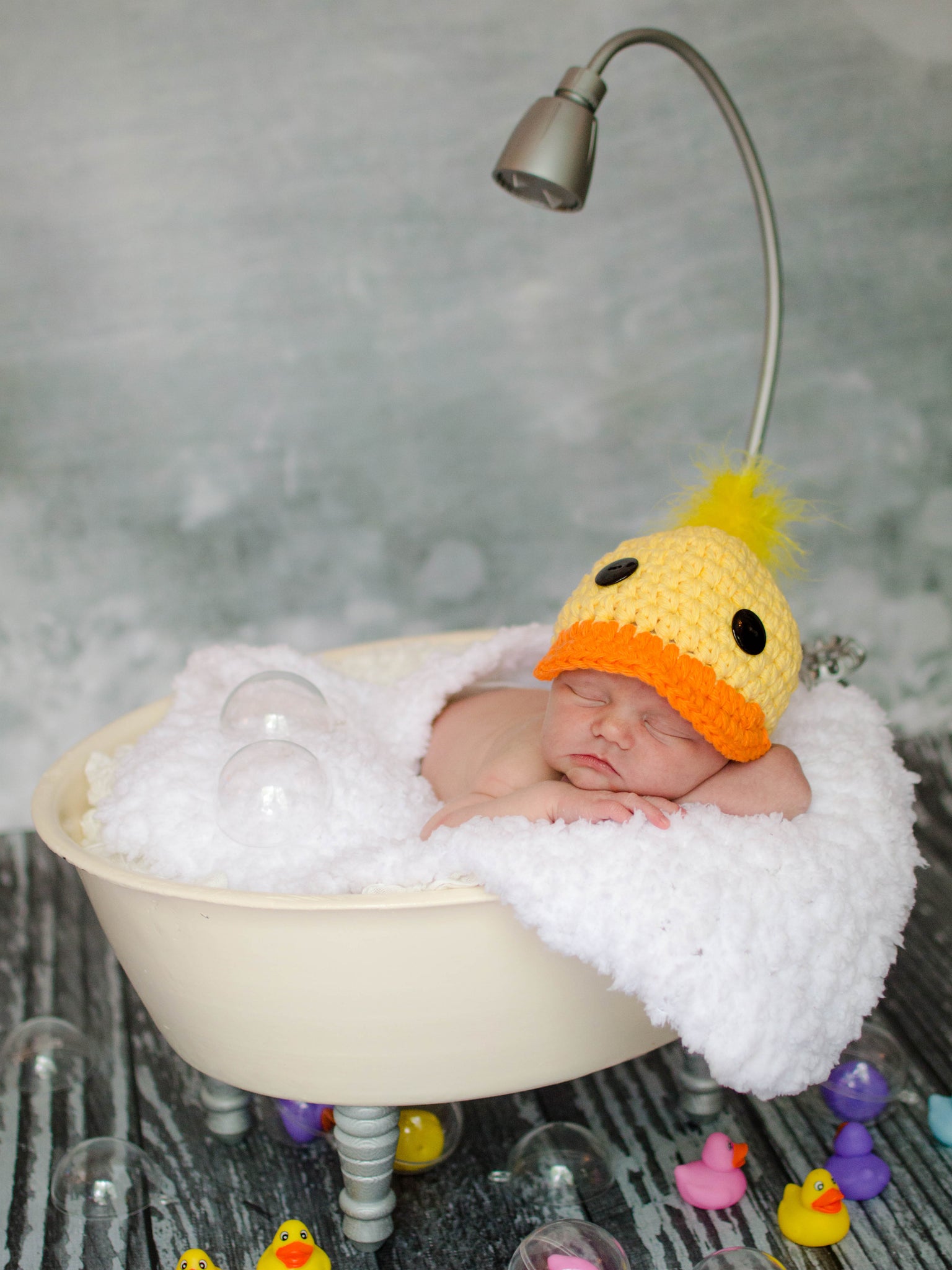 Yellow & orange rubber ducky baby hat by Two Seaside Babes