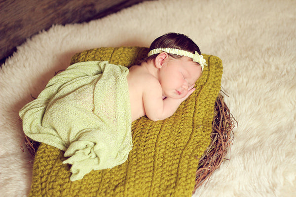 Lemongrass | newborn photo prop layering baby blanket, basket stuffer, bucket filler