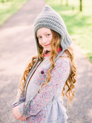 Gray pixie elf hat by Two Seaside Babs